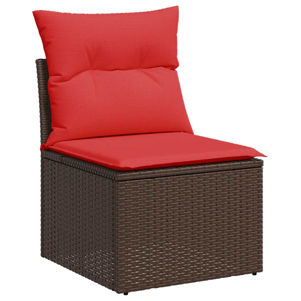 10-tlg. Garten-Sofagarnitur mit Kissen Schwarz Poly Rattan
