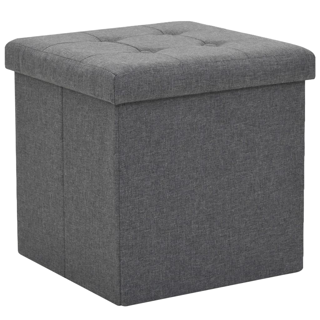 Hocker mit Stauraum Cremeweiß Leinenoptik