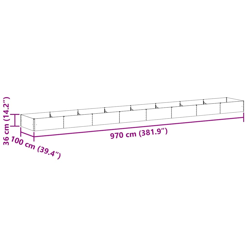Garten-Hochbeet 100 x 50 x 36 cm Cortenstahl