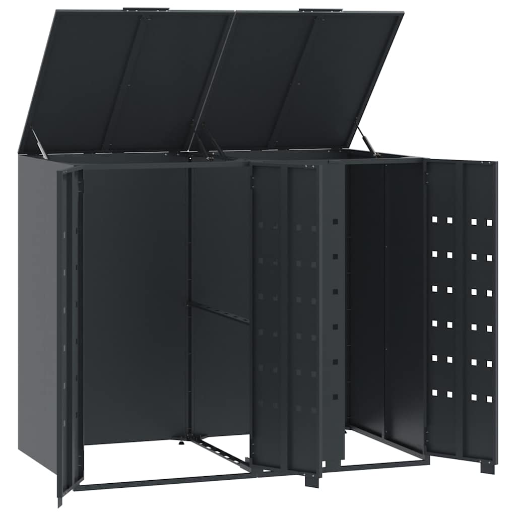 Mülltonnenbox für 2 Tonnen Schwarz 138x79x117 cm Stahl