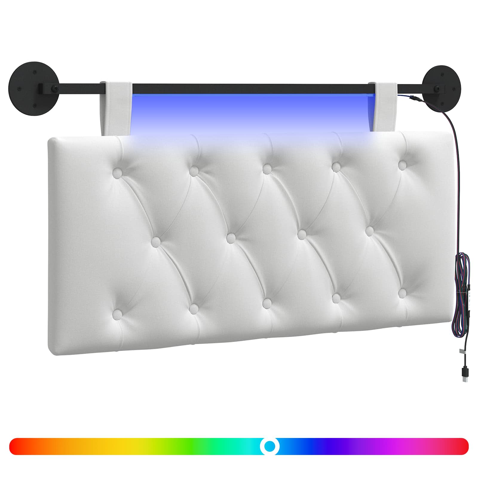 Hängendes Kopfteil Mit LED Licht Wolkengrau Stoff