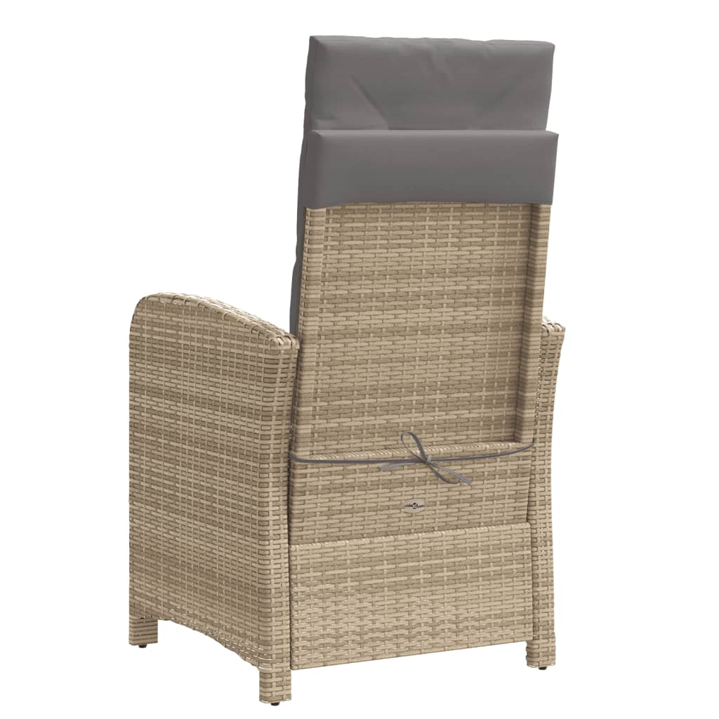 Gartensessel mit Fußteil Verstellbar Schwarz Poly Rattan