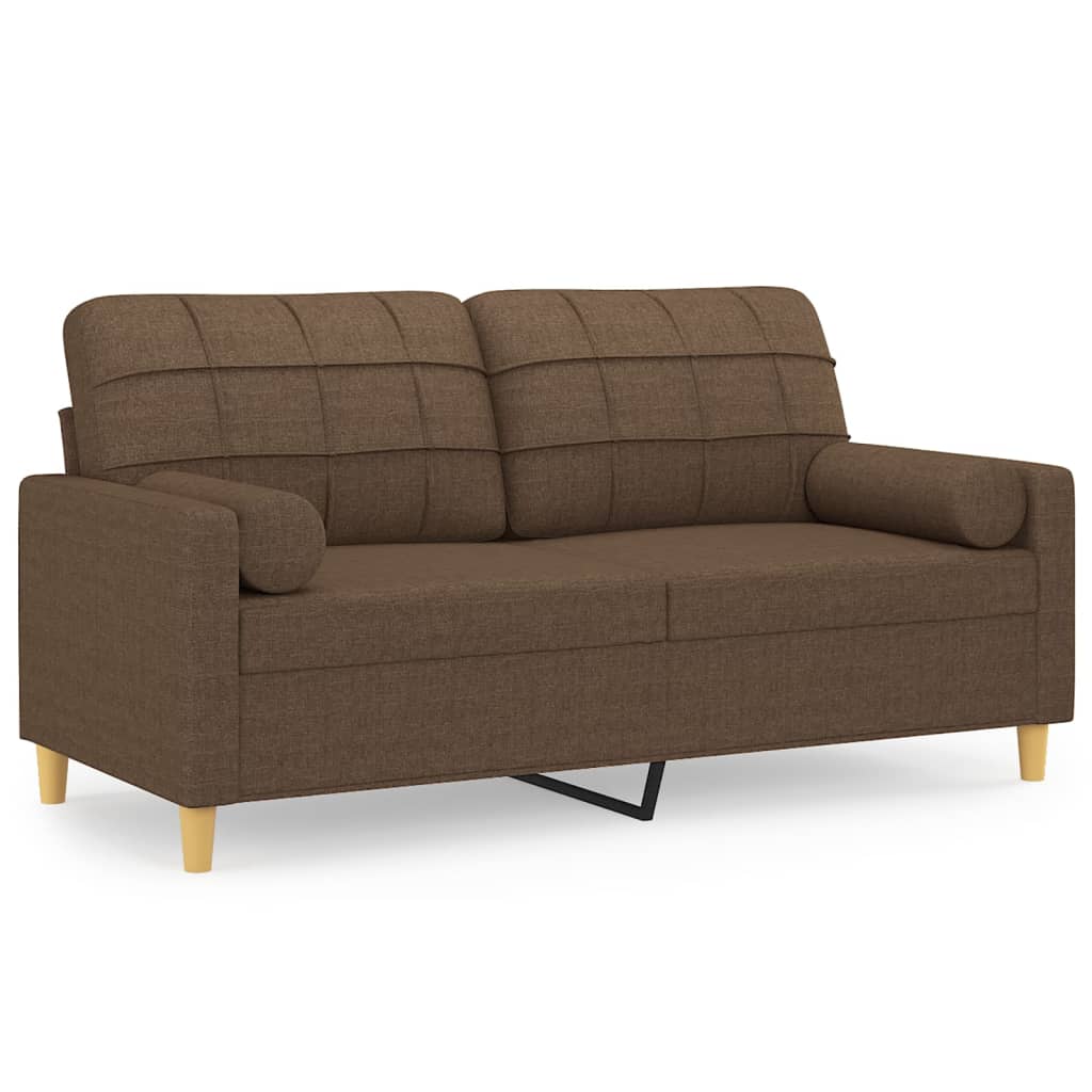 2-Sitzer-Sofa mit Zierkissen Braun 120 cm Stoff