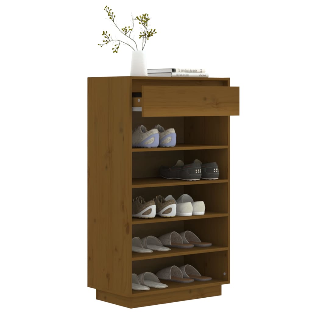Schuhregal 60x34x105 cm Massivholz Kiefer