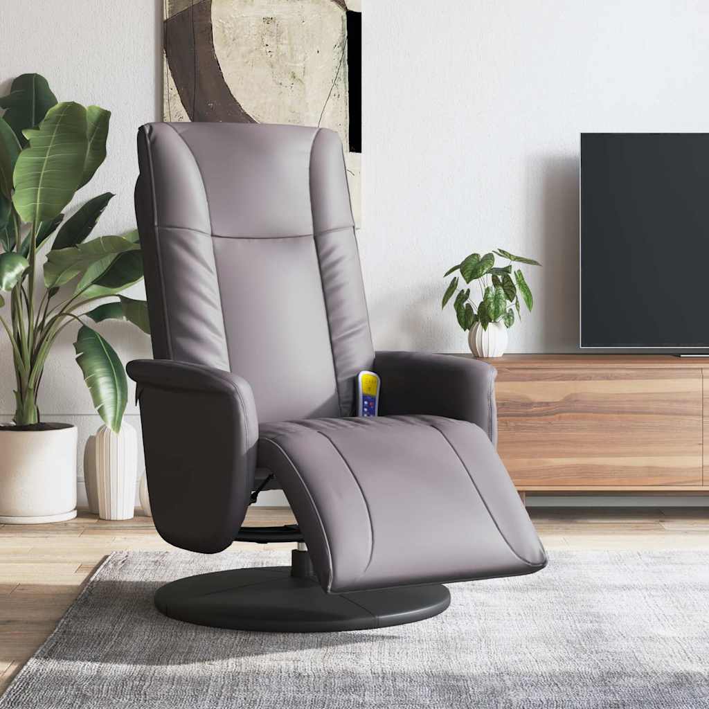 Massagesessel mit Fußteil Creme Kunstleder