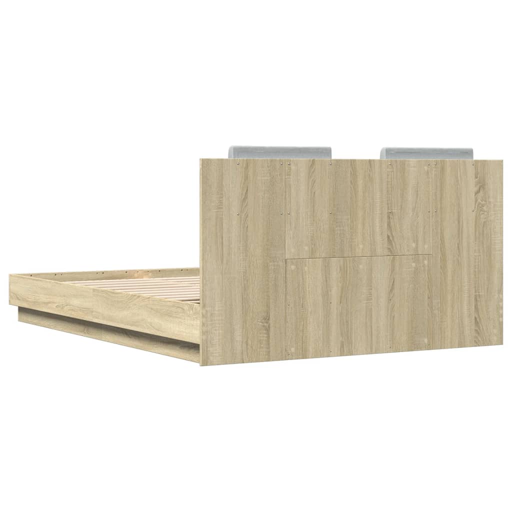 Bettgestell mit Kopfteil Grau Sonoma 180x200 cm Holzwerkstoff