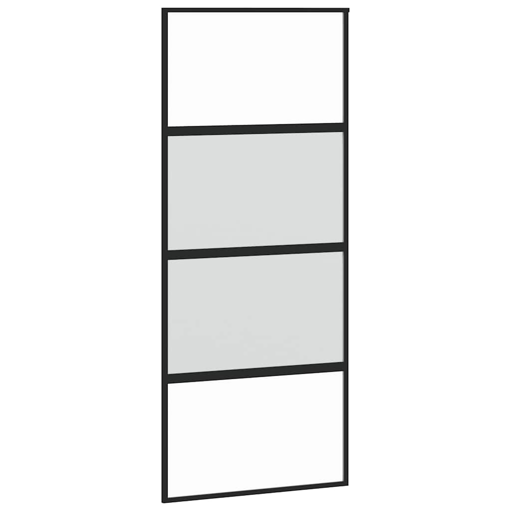 Schiebetür mit Beschlag Schwarz 76x205 cm ESG-Glas