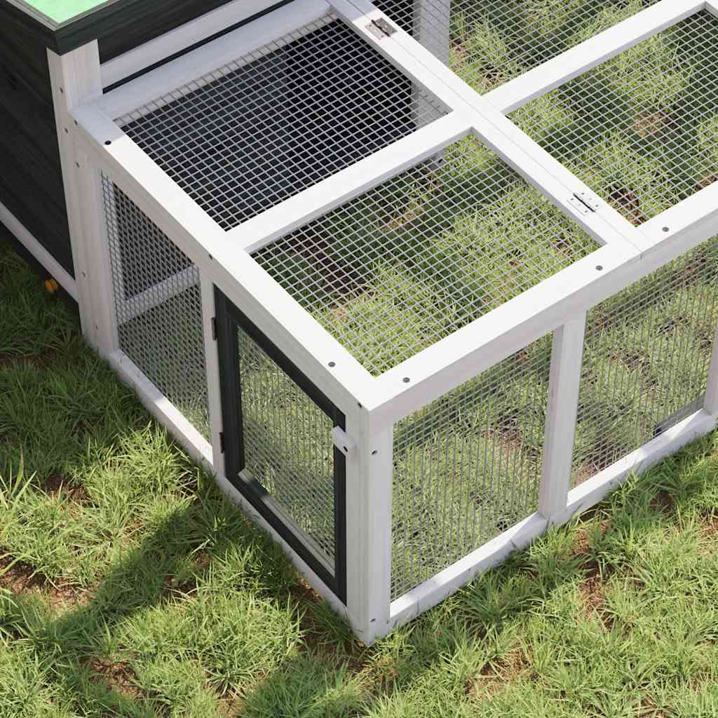 Kaninchenstall Mokka 144x123x67,5 cm Massivholz Kiefer