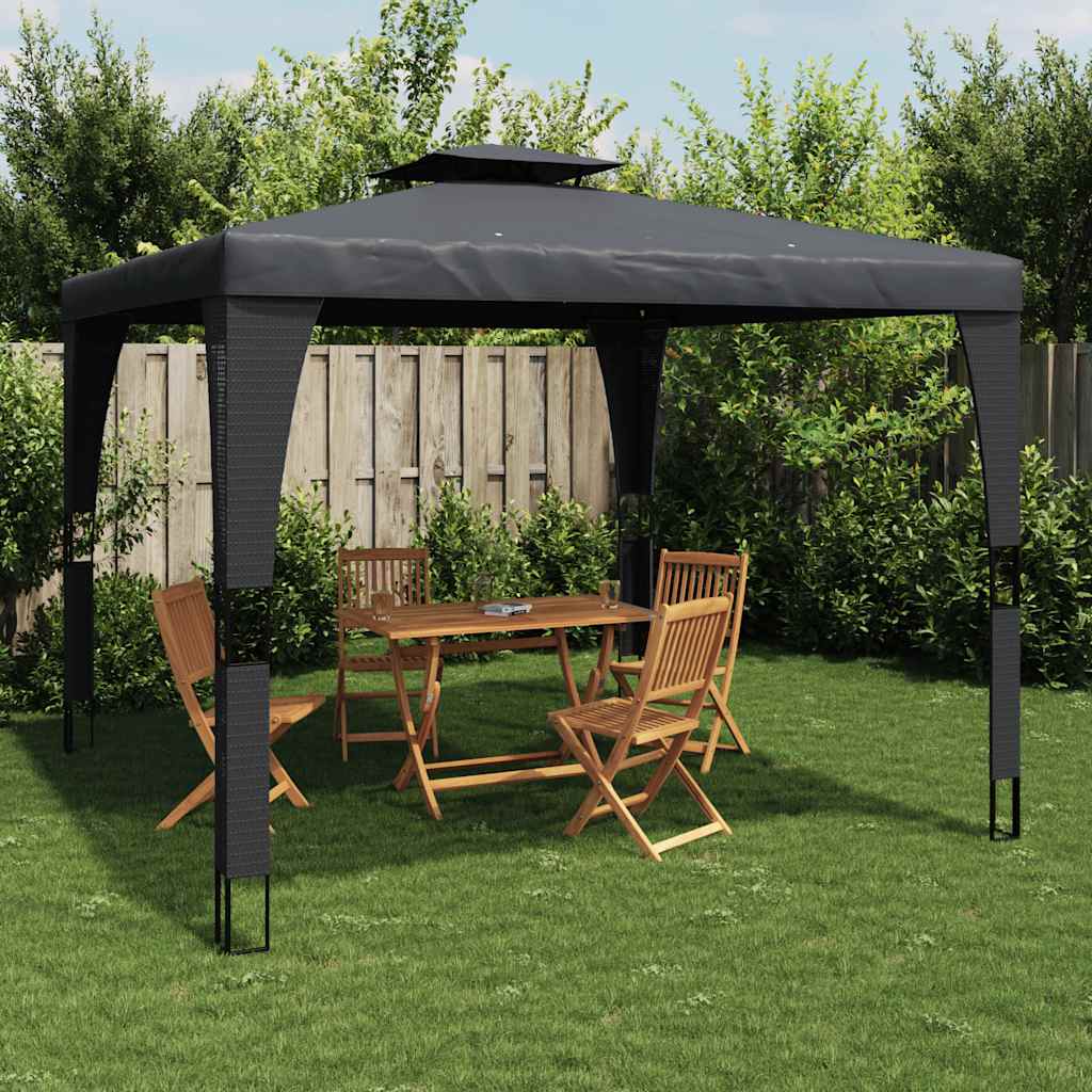 Pavillon mit Doppeldach Creme 3,98x2,98 m Stahl
