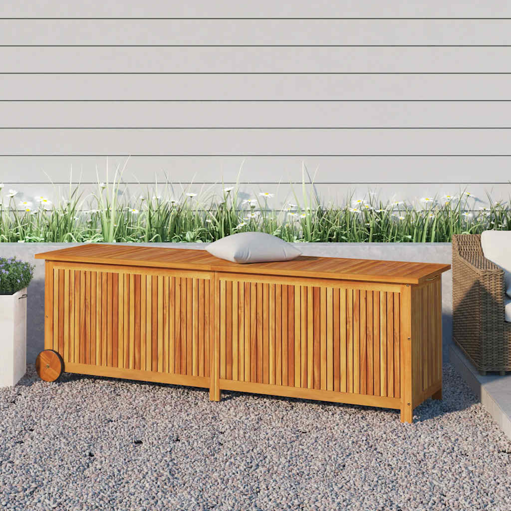 Gartentruhe mit Rollen 60x50x58 cm Massivholz Akazie