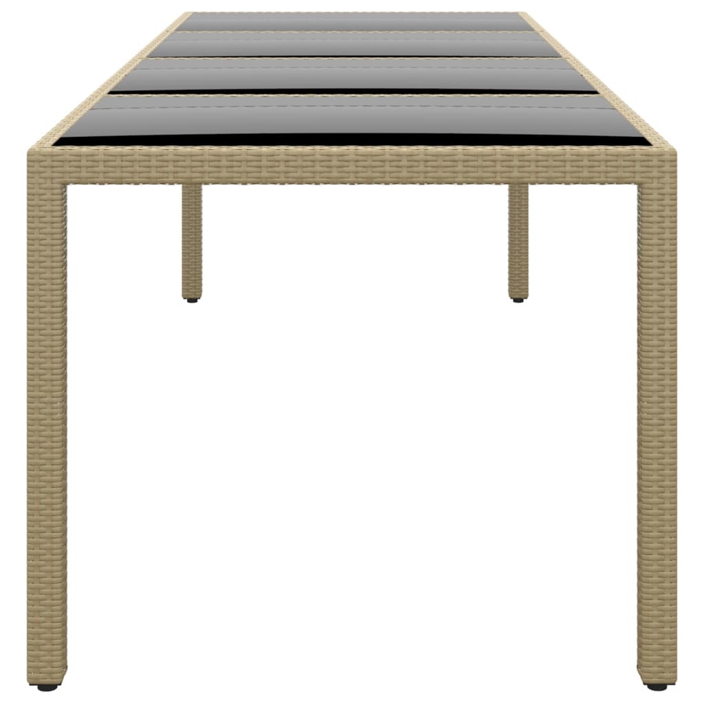 Gartentisch 250x100x75 cm Hartglas und Poly Rattan Schwarz