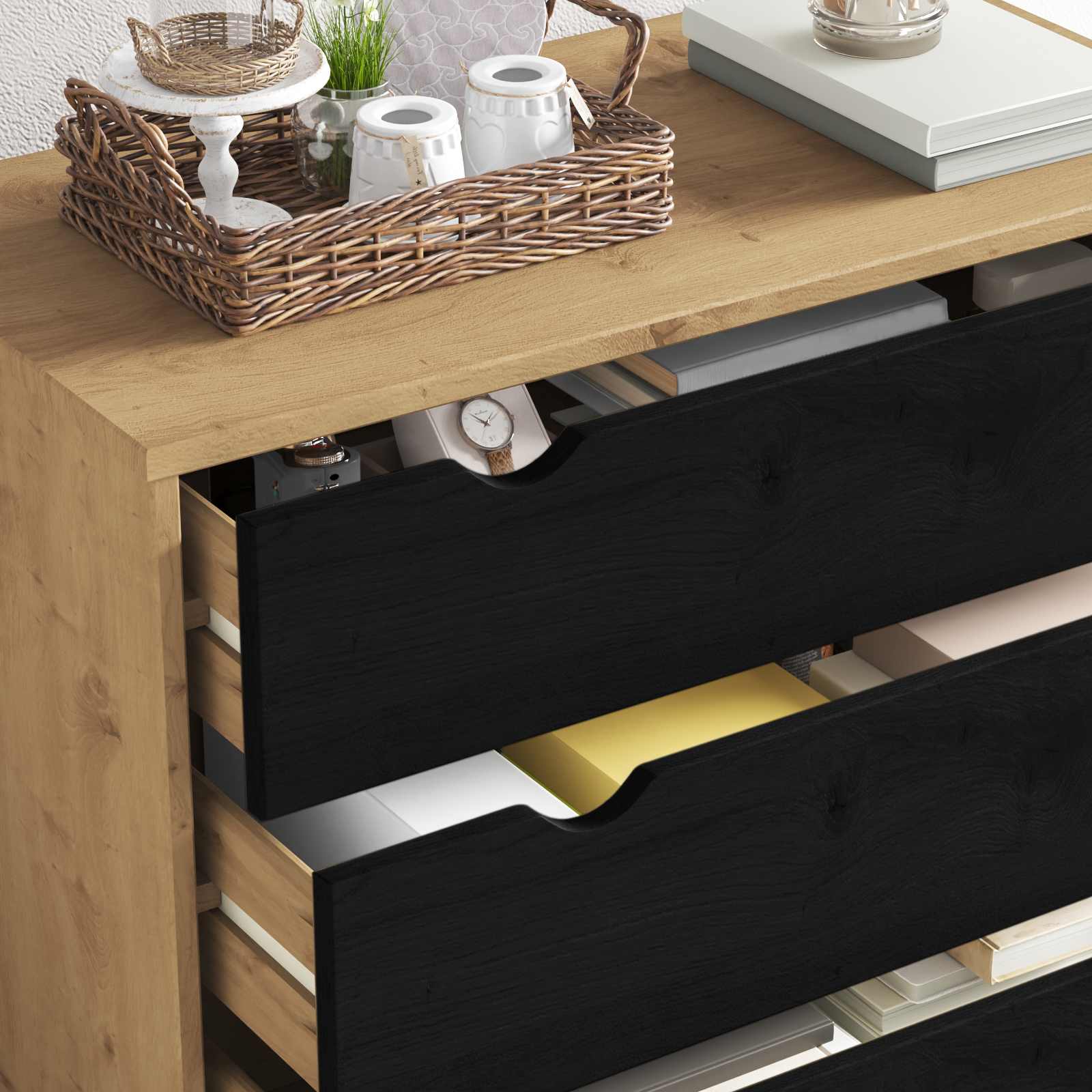 Schubladenschrank OTTA 76,5x39,5x90 cm Massivholz