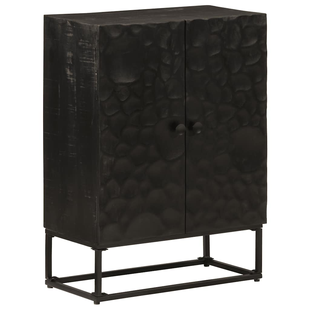 Nachttisch Schwarz 40x30x50 cm Massivholz Mango und Eisen