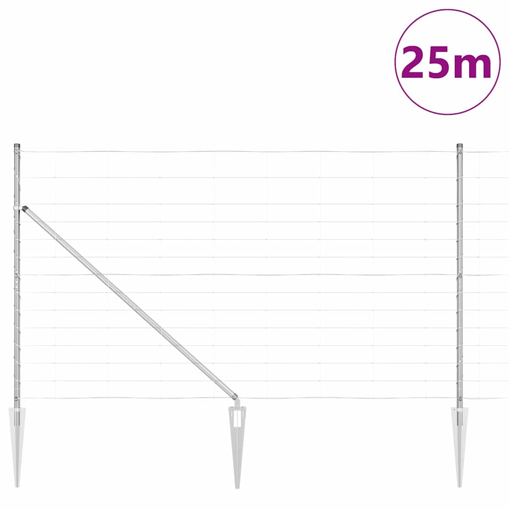 Ground Fix Geschweißter Drahtzaun 25 x 0,8 m Silber Netz