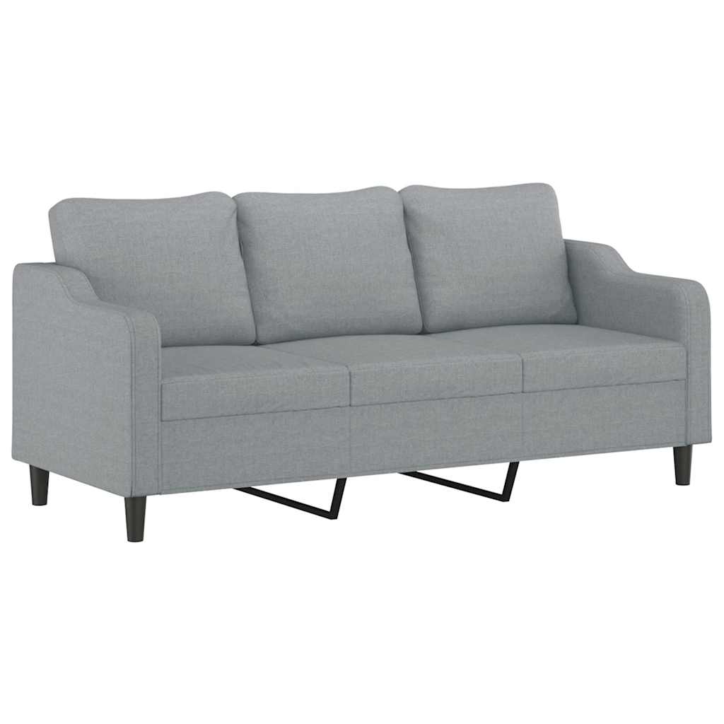 3-tlg. Sofagarnitur mit Kissen Braun Stoff