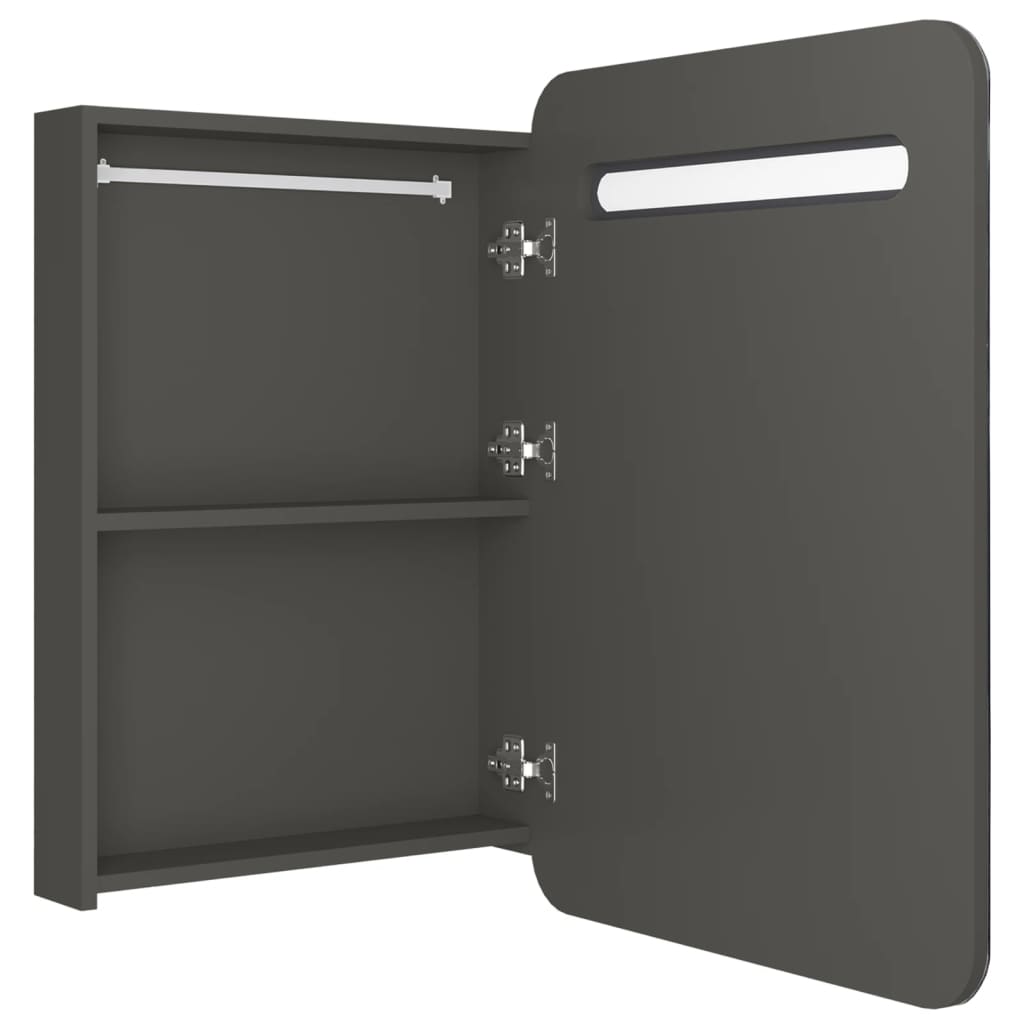 LED-Bad-Spiegelschrank Glänzendes Grau 60x11x80 cm