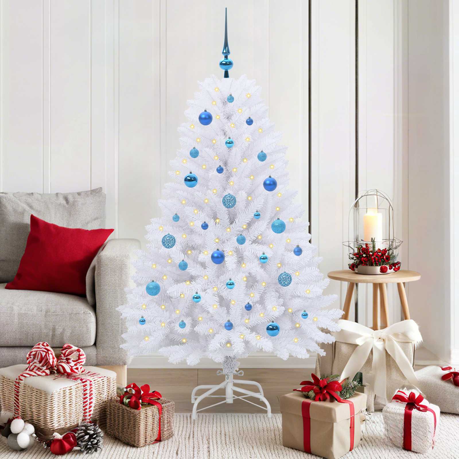 Künstlicher klappbarer Weihnachtsbaum Weiß 120 cm PVC und Stahl