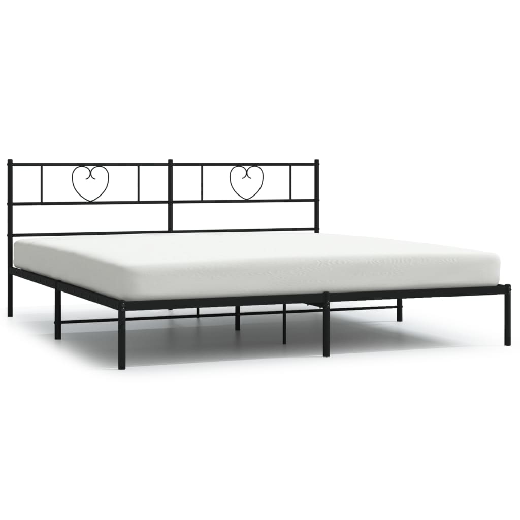 Bettgestell mit Kopfteil Metall Schwarz 100x190 cm