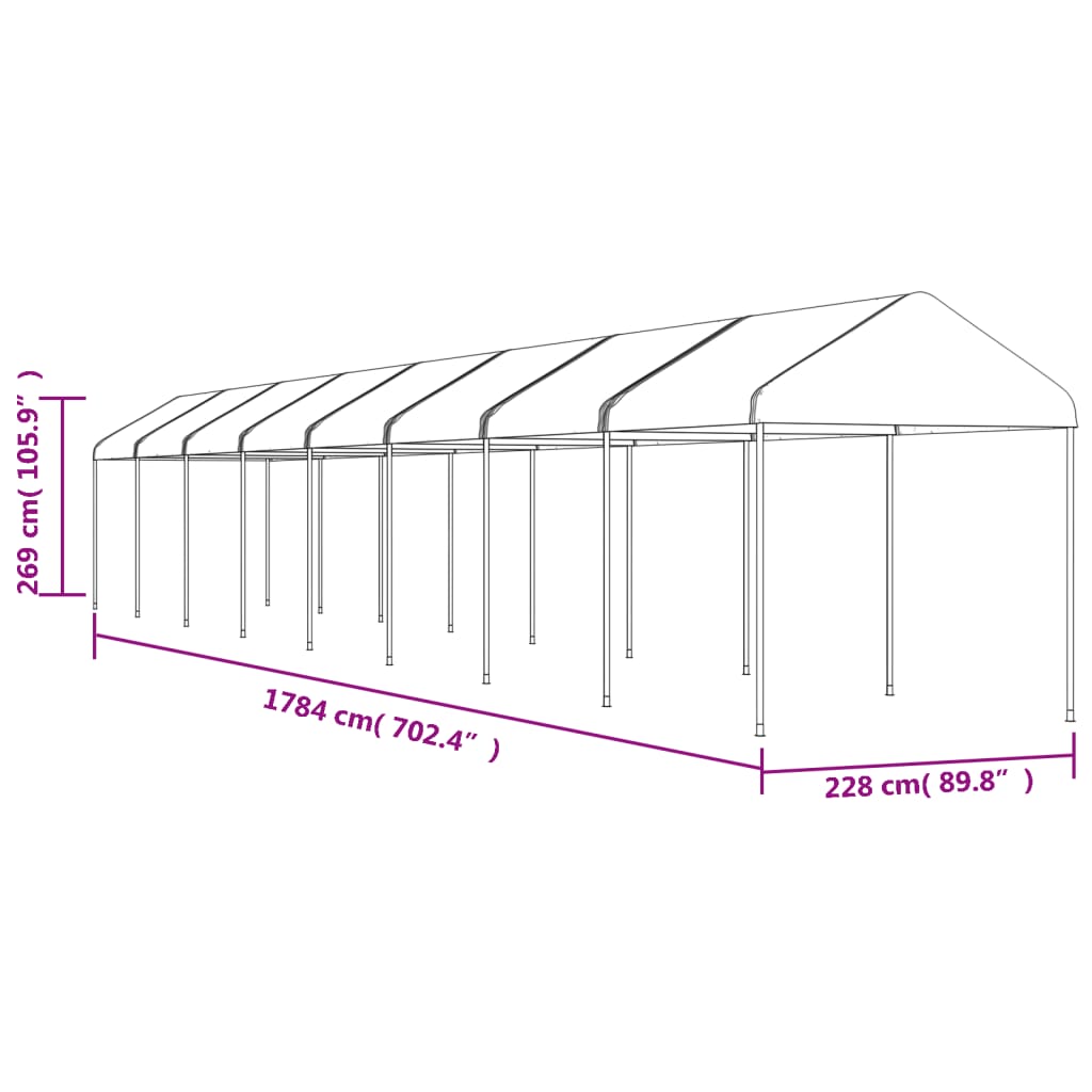 Pavillon mit Dach Weiß 4,46x2,28x2,69 m Polyethylen