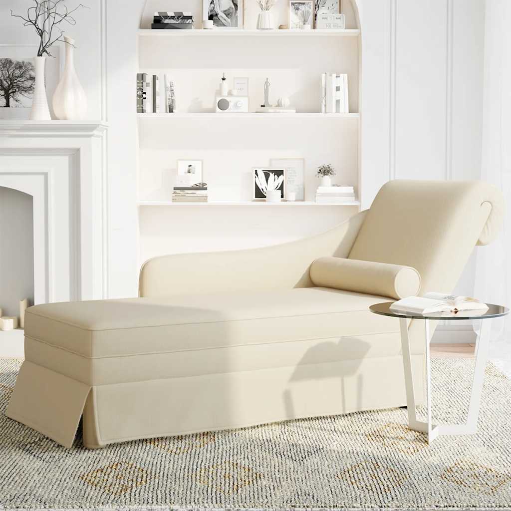 Chaiselongue mit Nackenrolle und Rechter Armlehne Blau Samt