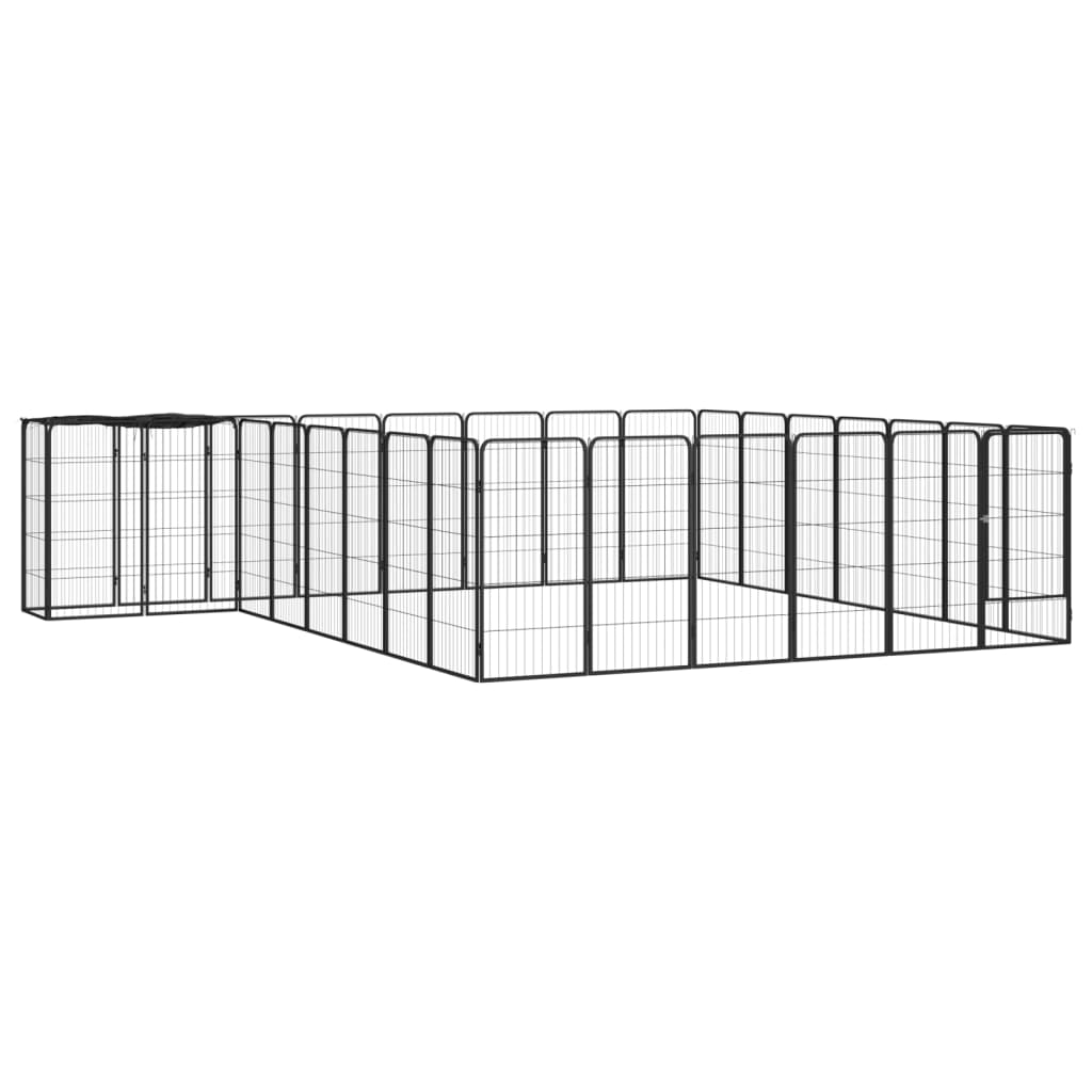 6-tlg. Hundelaufstall Schwarz 50x100cm Stahl Pulverbeschichtung