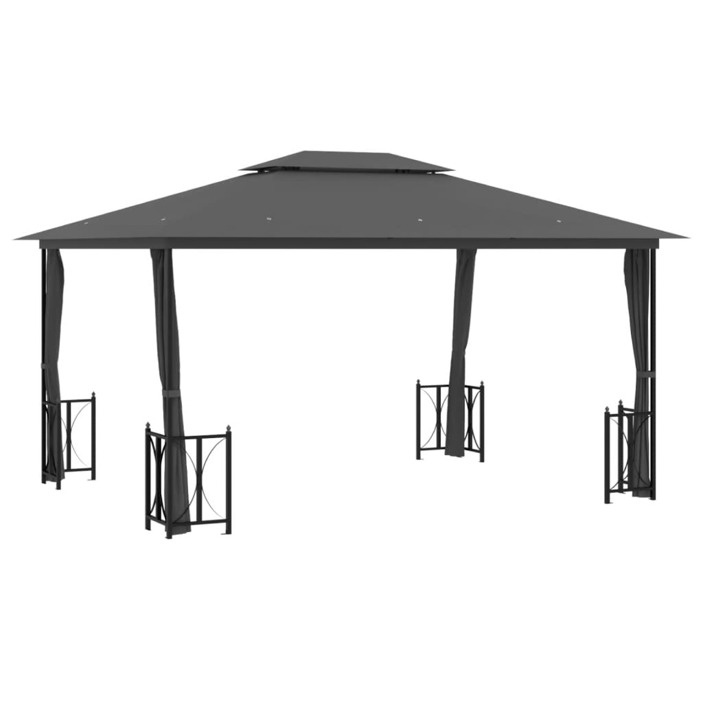 Pavillon mit Seitenwänden & Doppeldach 3x3 m Anthrazit