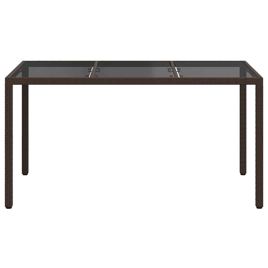 Gartentisch 150x90x75 cm Hartglas und Poly Rattan Grau