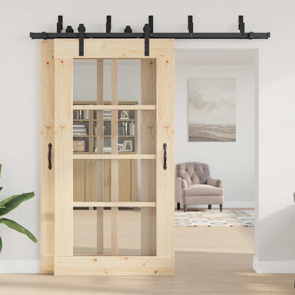Schiebetürbeschlag-Set 183 cm Stahl Schwarz