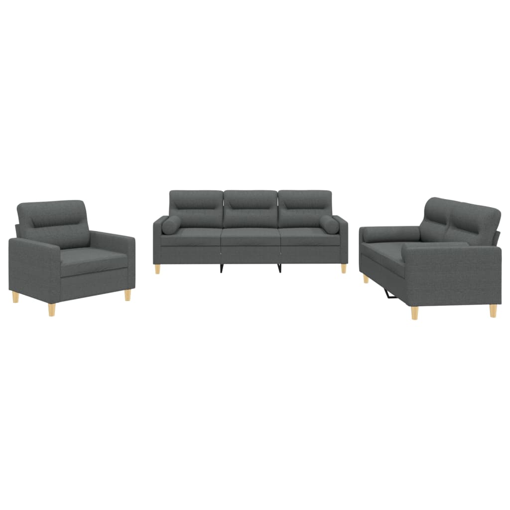 4-tlg. Sofagarnitur mit Kissen Taupe Stoff