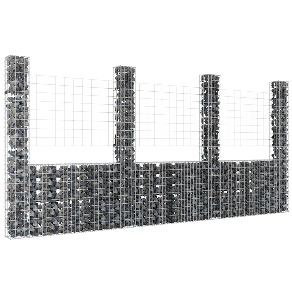 Gabionenkorb U-Form mit 2 Säulen Eisen 140x20x150 cm
