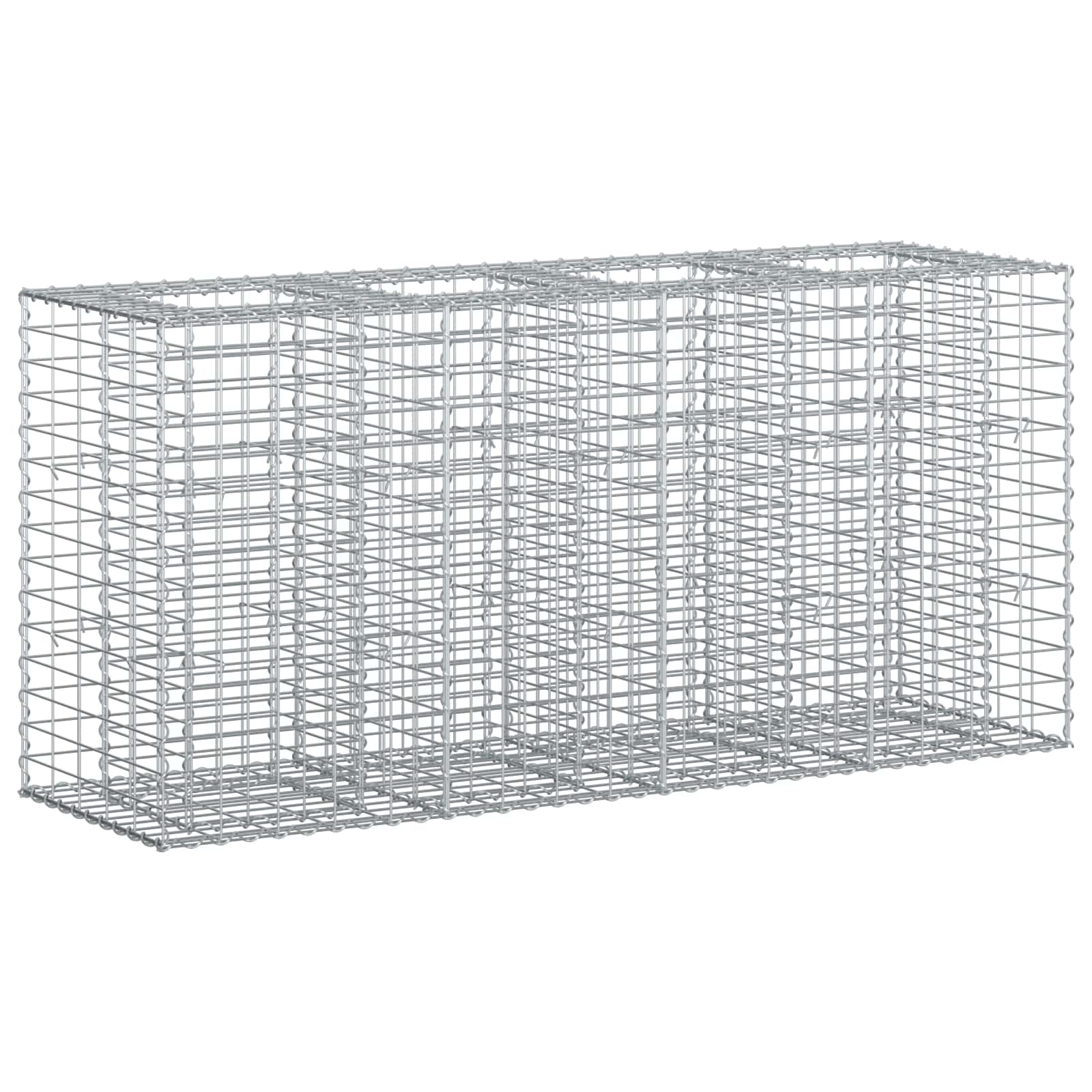 Gabionen Hochbeet 2 pcs Silber 260 x 60 x 55 cm