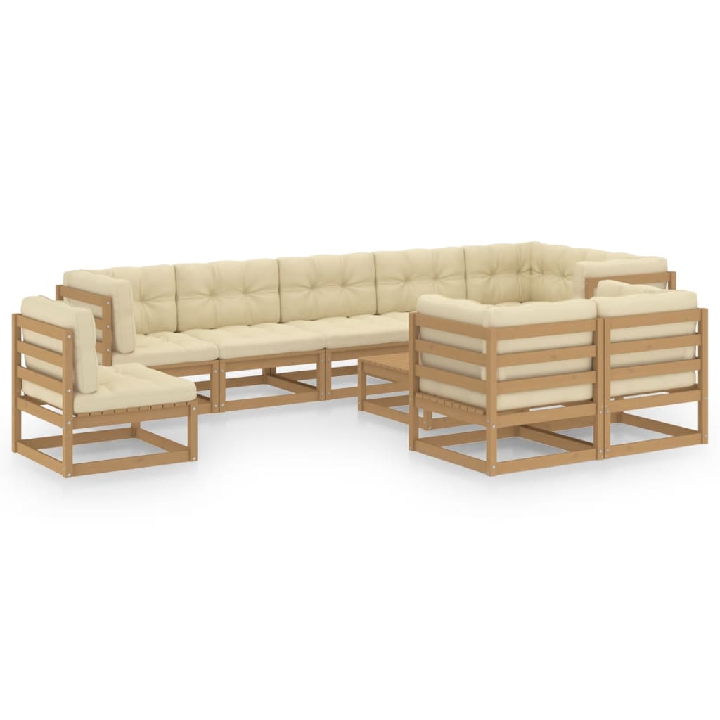 10-tlg. Garten-Lounge-Set Weiß Massivholz Kiefer