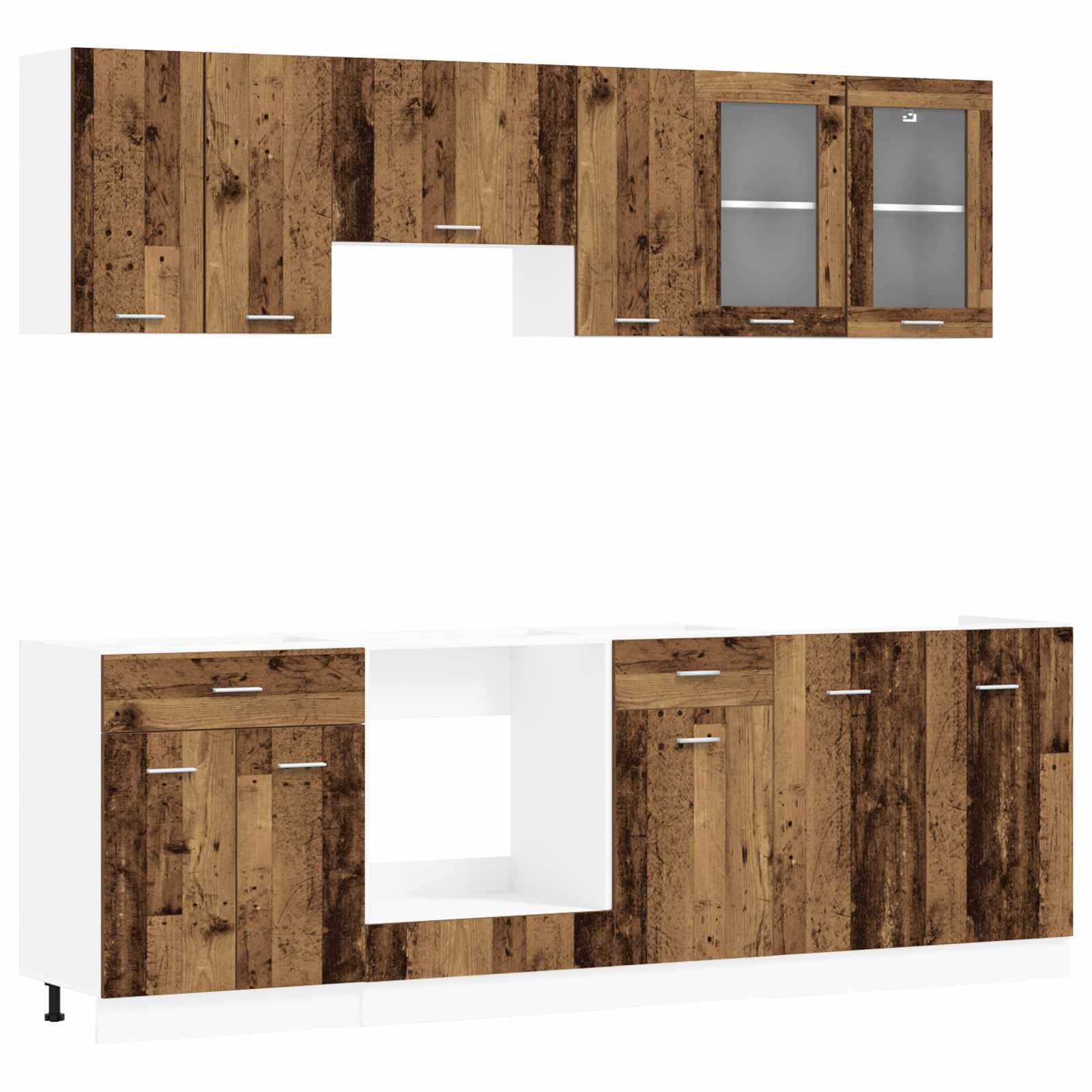 8-tlg. Küchenzeile Lyon Weiß Holzwerkstoff