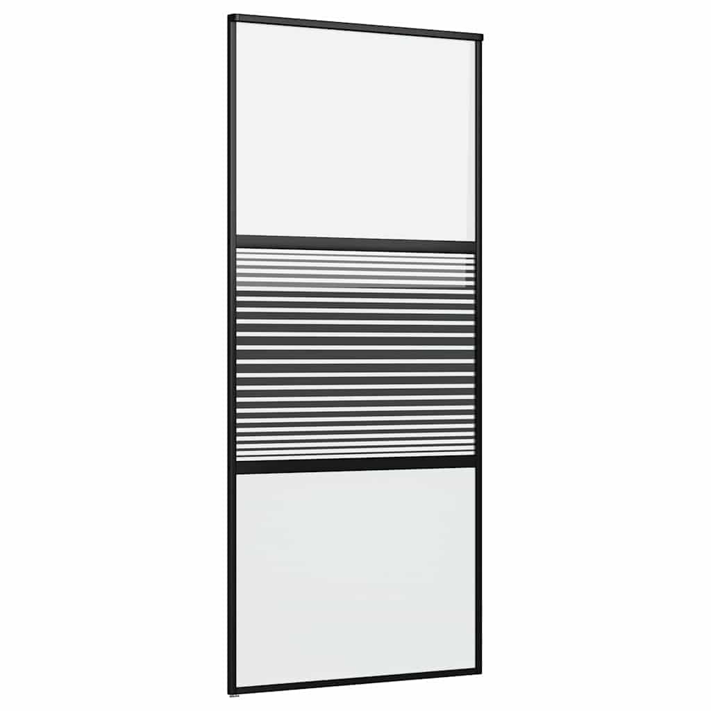 Schiebetür 3-teilig ESG-Glas und Aluminium 76x205 cm Schwarz