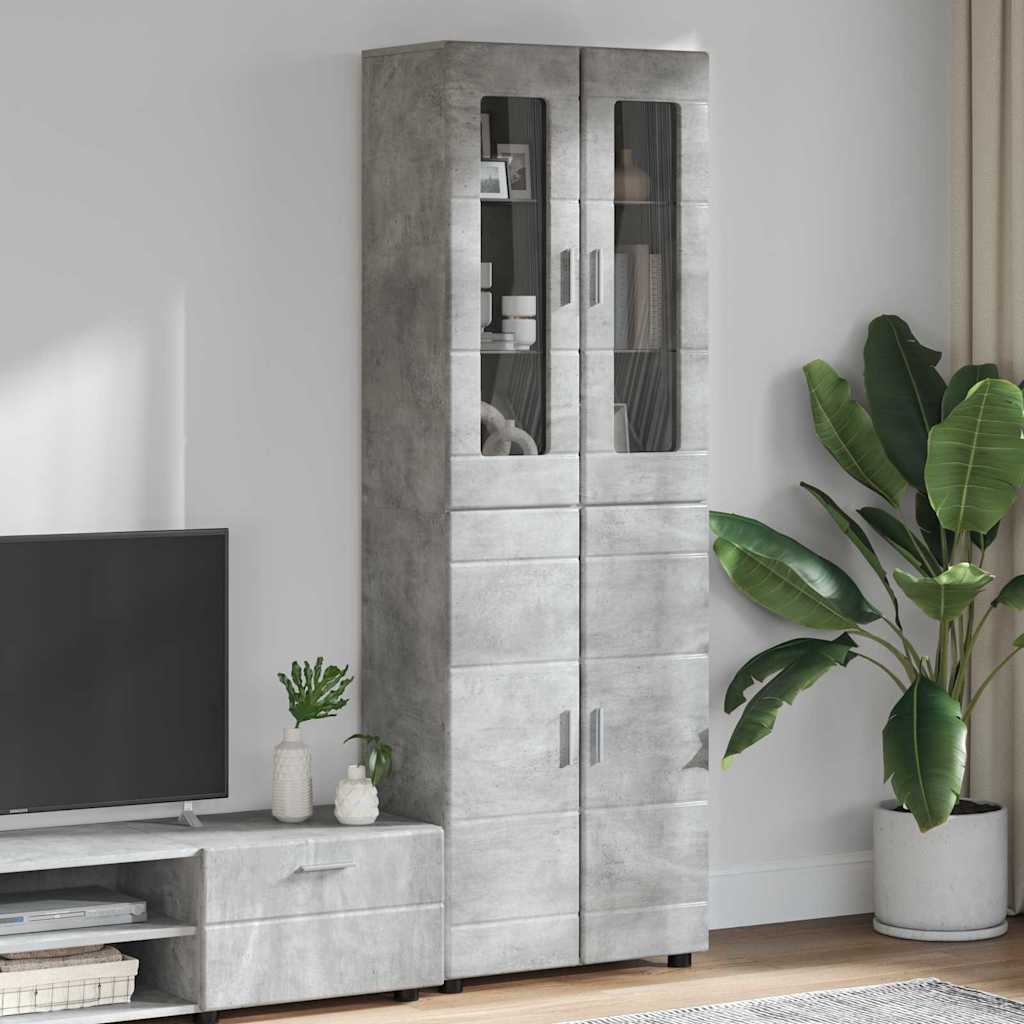 Highboard mit Regal FLORIN Weiß 60 x 35 x 182 cm Holzwerkstoff