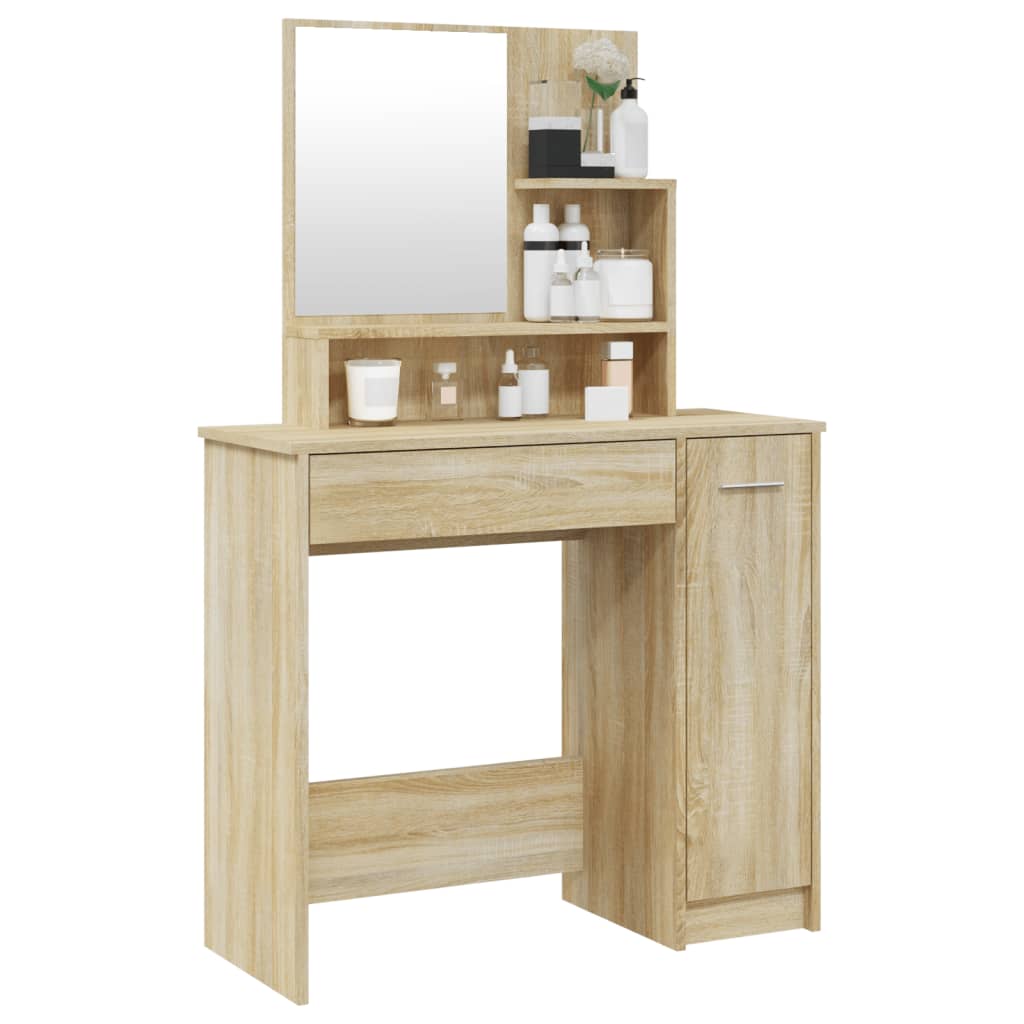 Schminktisch mit Spiegel Weiß 86,5x35x136 cm