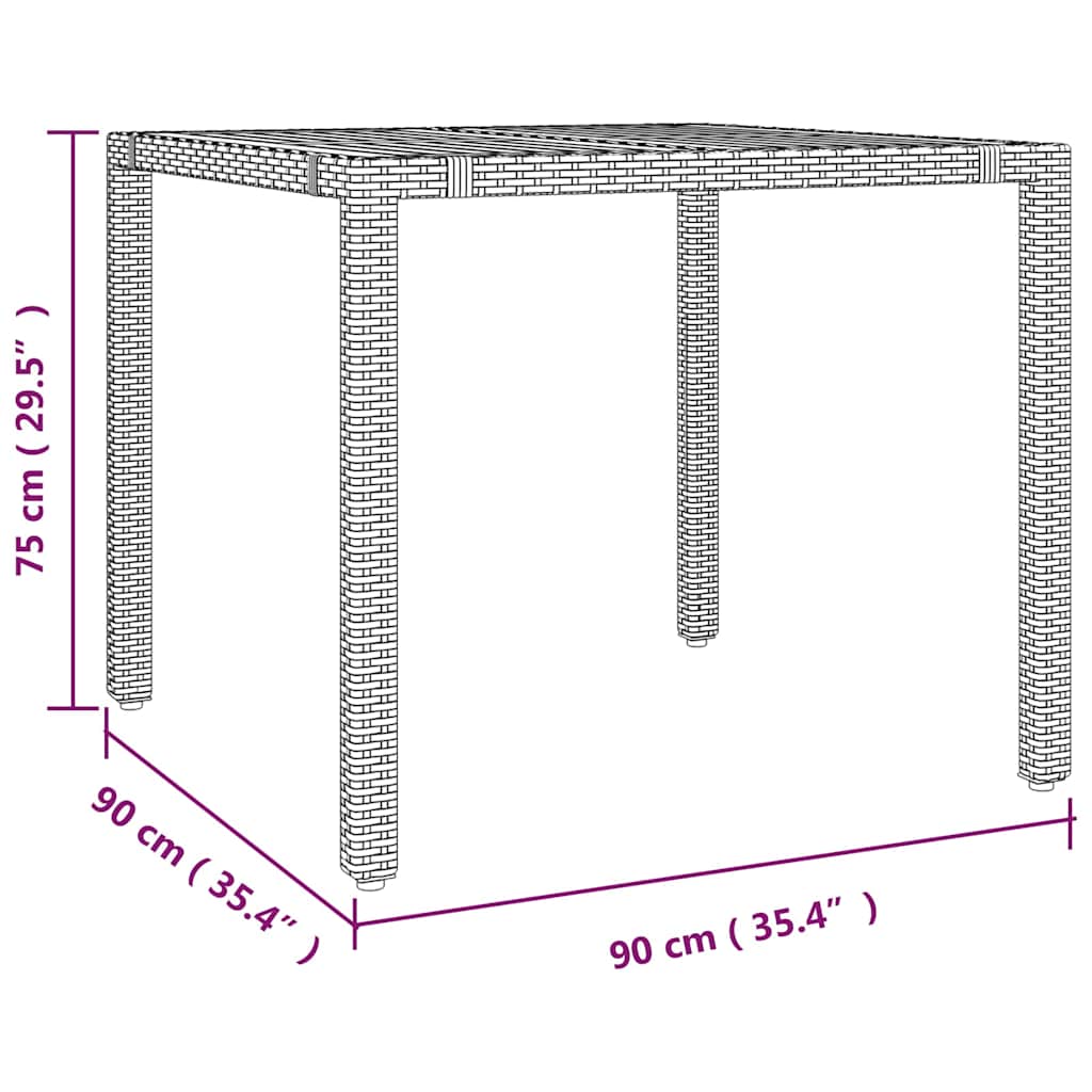 Garten Essgruppe 3 pcs Schwarz Poly-Rattan