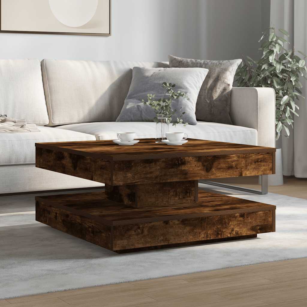 Couchtisch 360-Grad Drehbar Weiß 90x90x34,5 cm