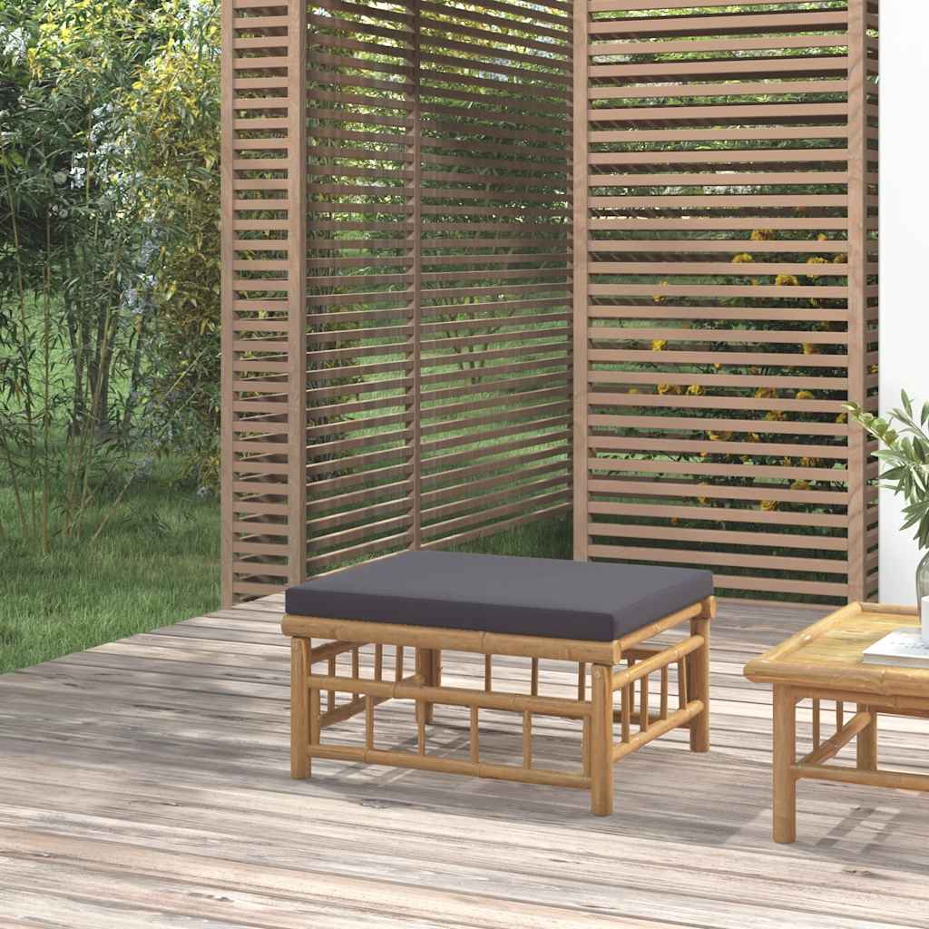 3-tlg. Garten-Lounge-Set mit Kissen Creme Bambus