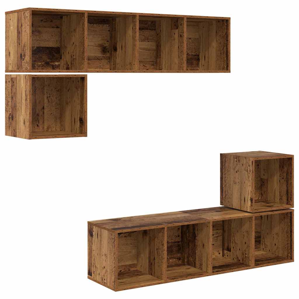 4-tlg. TV-Schrank-Set Weiß Holzwerkstoff