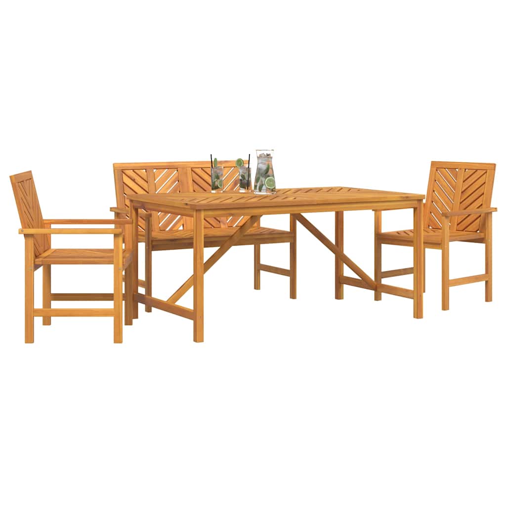 Garten Essgruppe 3 Stk. Braun Massivholz Akazie