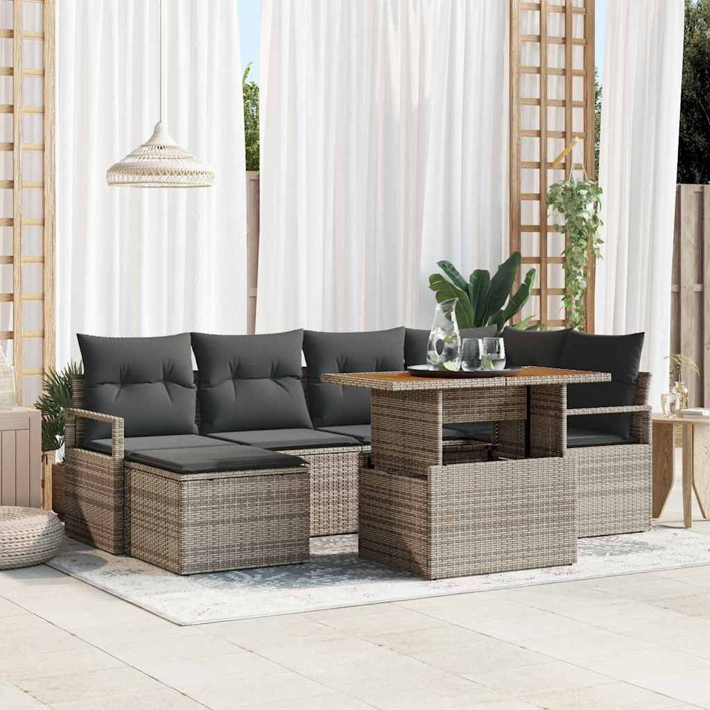 Garten Essgruppe mit Kissen 7 pcs Schwarz und Creme