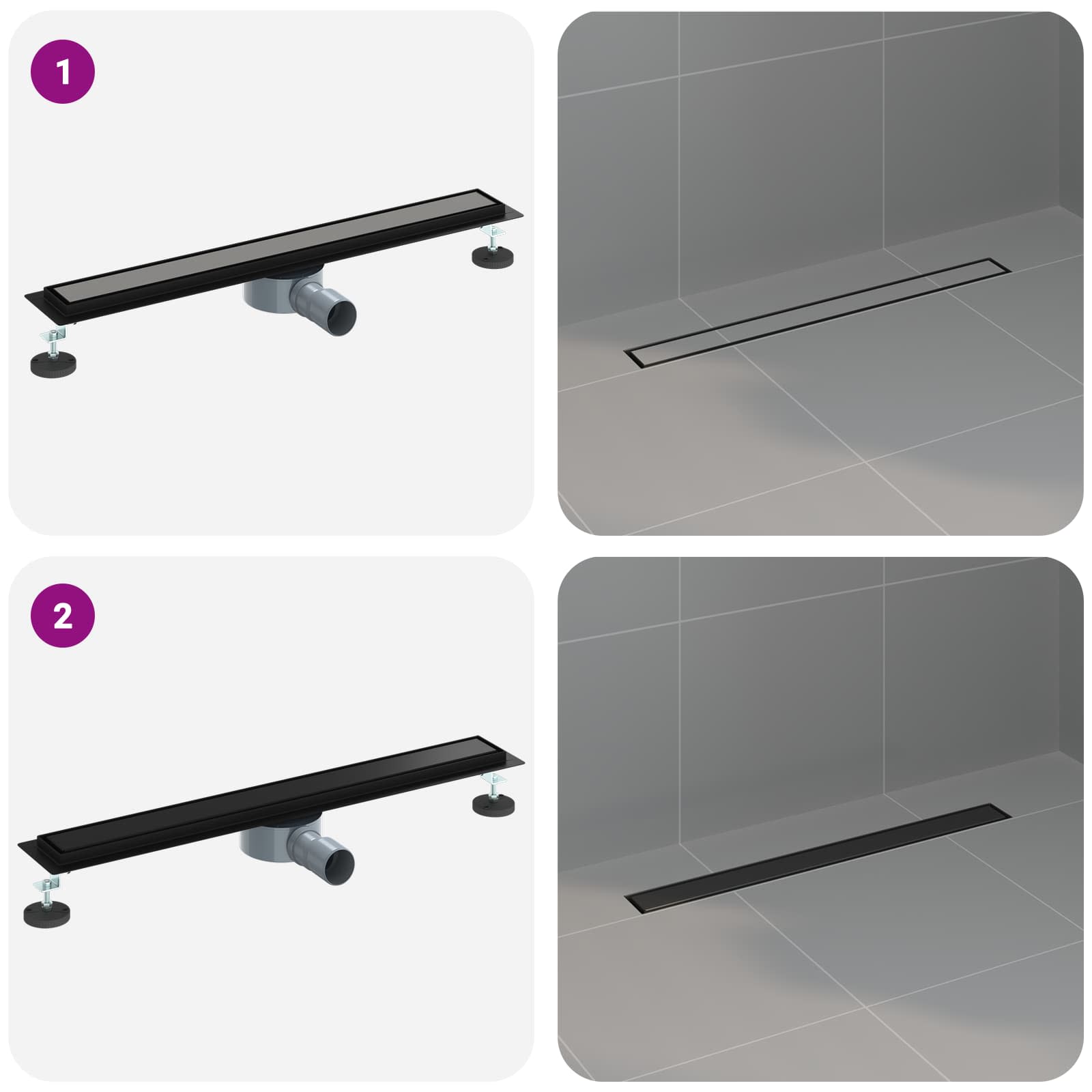 Duschablauf 2-in-1 mit 360° Siphon Silber 54 x 11 x 9,5 cm