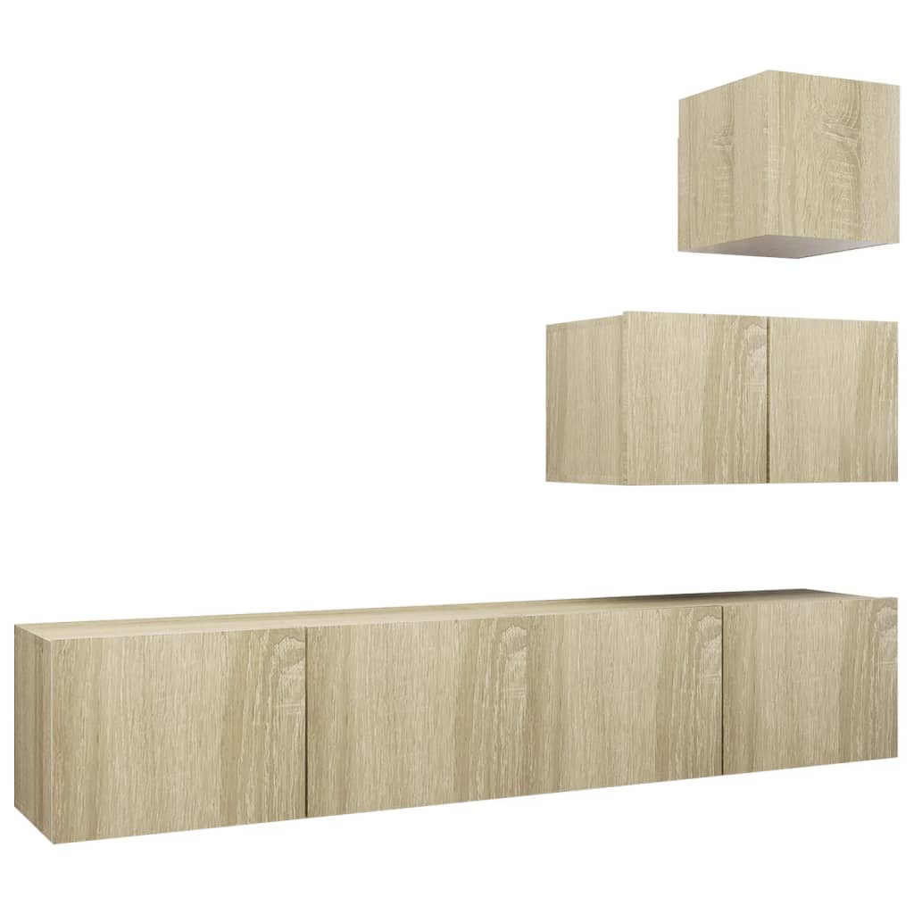 4-tlg. TV-Schrank-Set Weiß Holzwerkstoff
