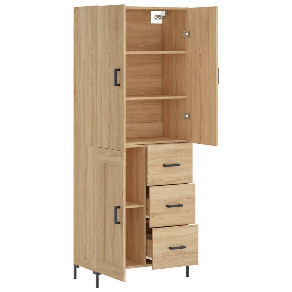 Highboard Betongrau 69,5x34x180 cm Holzwerkstoff
