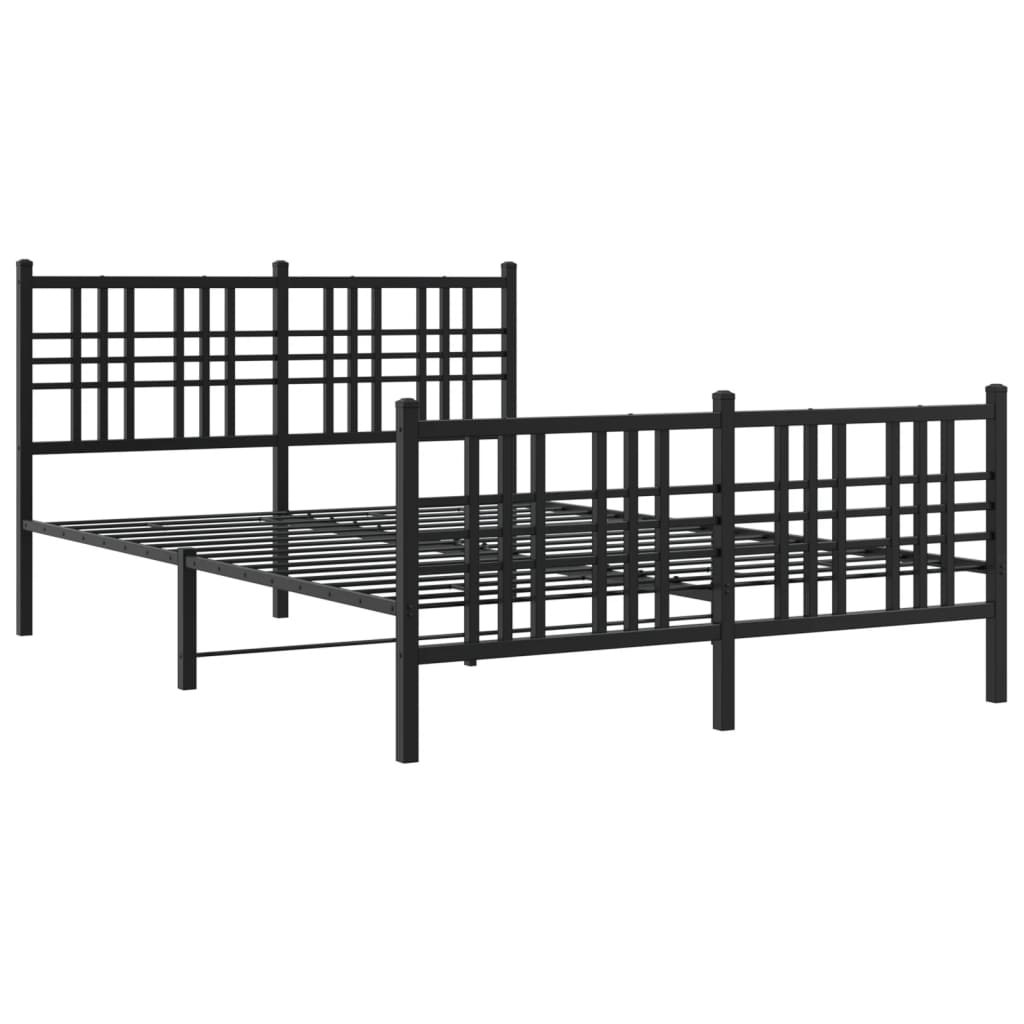 Bettgestell mit Kopf- und Fußteil Metall Schwarz 90x200 cm