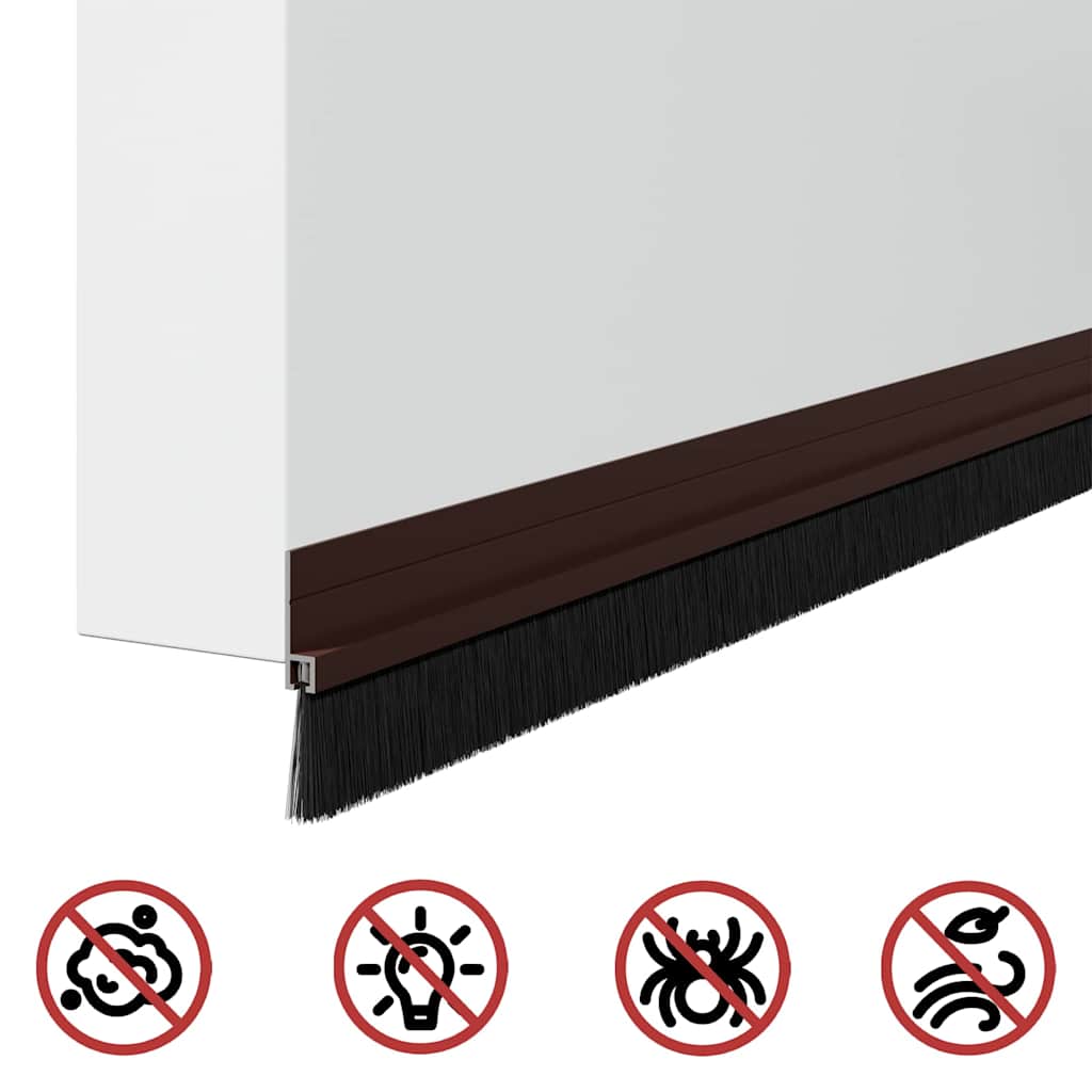 Selbstklebende Türbürstendichtungen 2 pcs Braun 100 cm