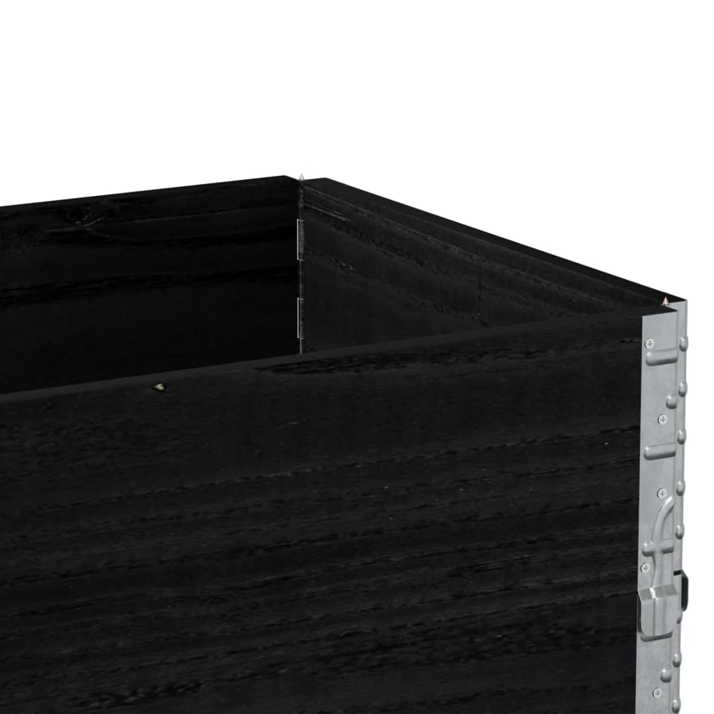 Paletten-Aufsatzrahmen Schwarz 80x60 cm Massivholz Kiefer