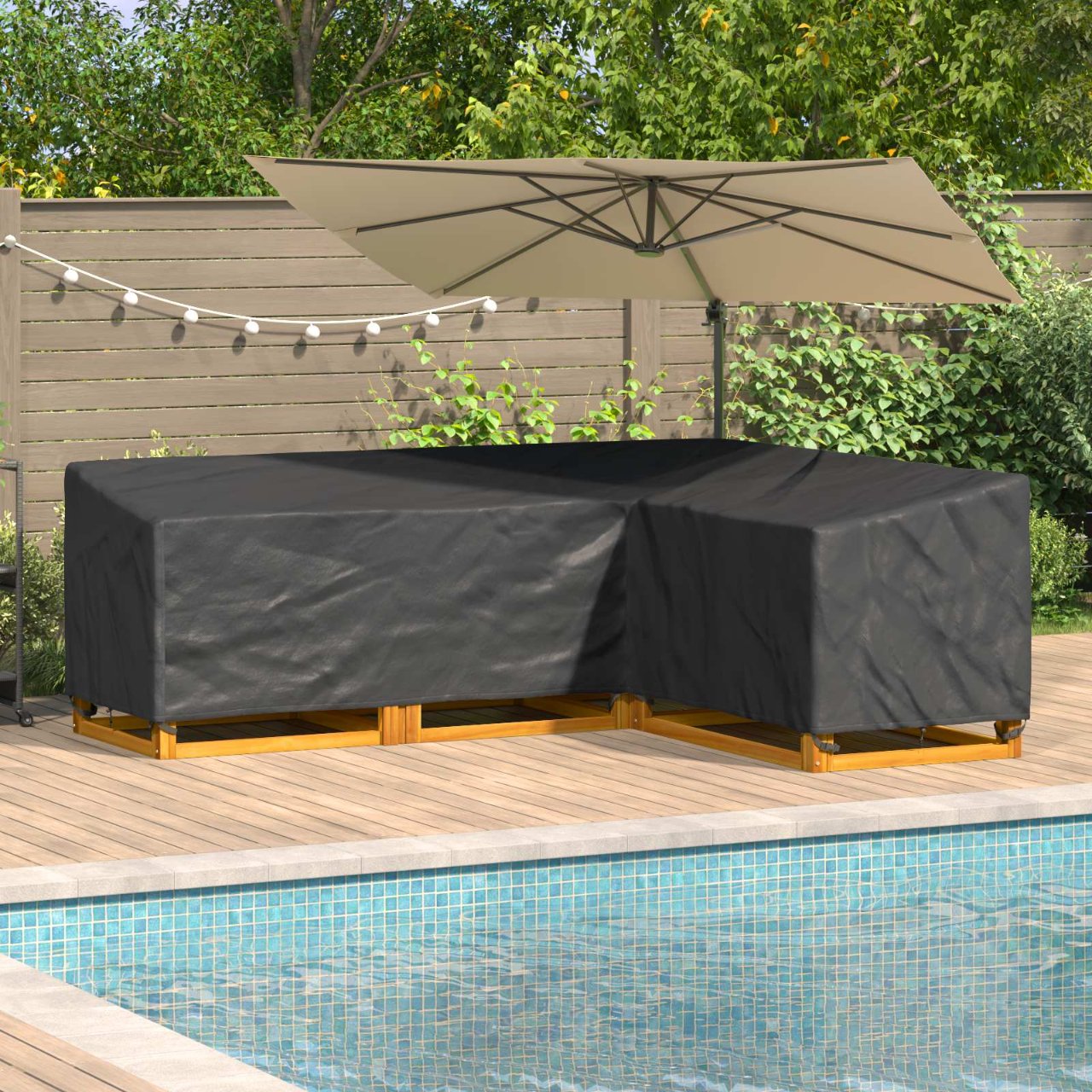 Möbelbezug Schwarz 235 x 235 x 85 cm 210D Oxford Stoff