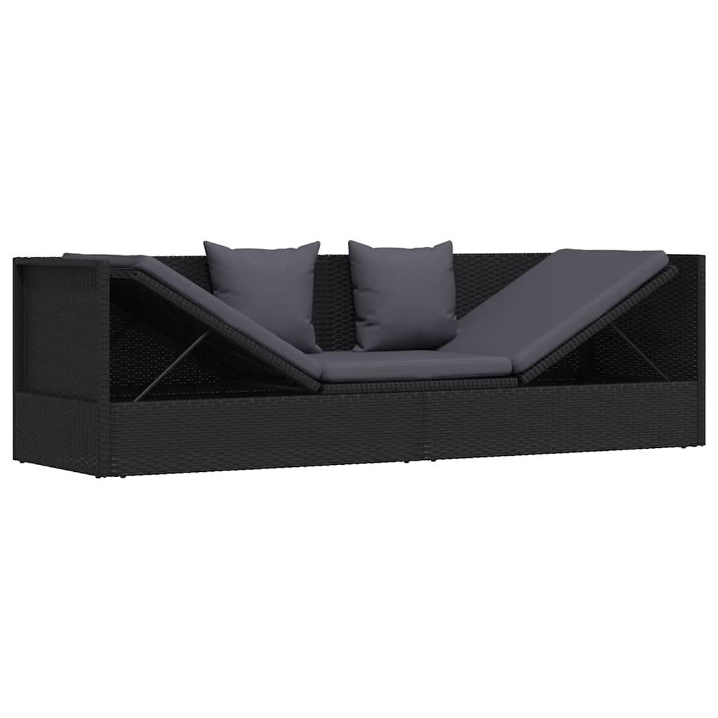 Garten-Sofabett 200x60 cm Poly Rattan Grau